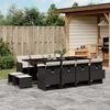vidaXL 13 Piece Garden Dining Set with Cushions Black Poly Rattan