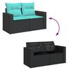 vidaXL Garden Sofa with Cushions 2-Seater Black Poly Rattan