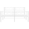 vidaXL Metal Bed Frame without Mattress with Footboard White 150x200cm