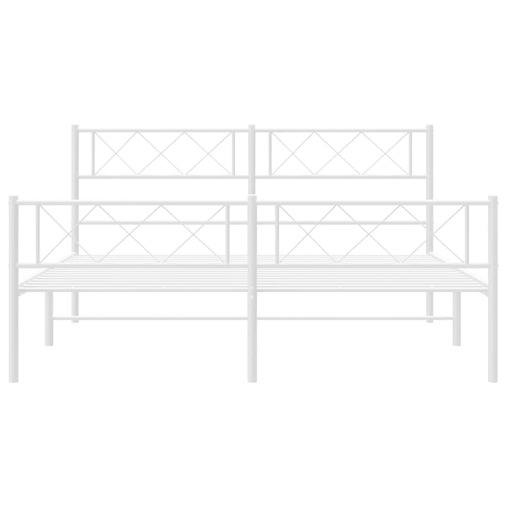 vidaXL Metal Bed Frame without Mattress with Footboard White 150x200cm