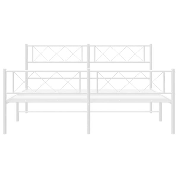 vidaXL Metal Bed Frame without Mattress with Footboard White 150x200cm