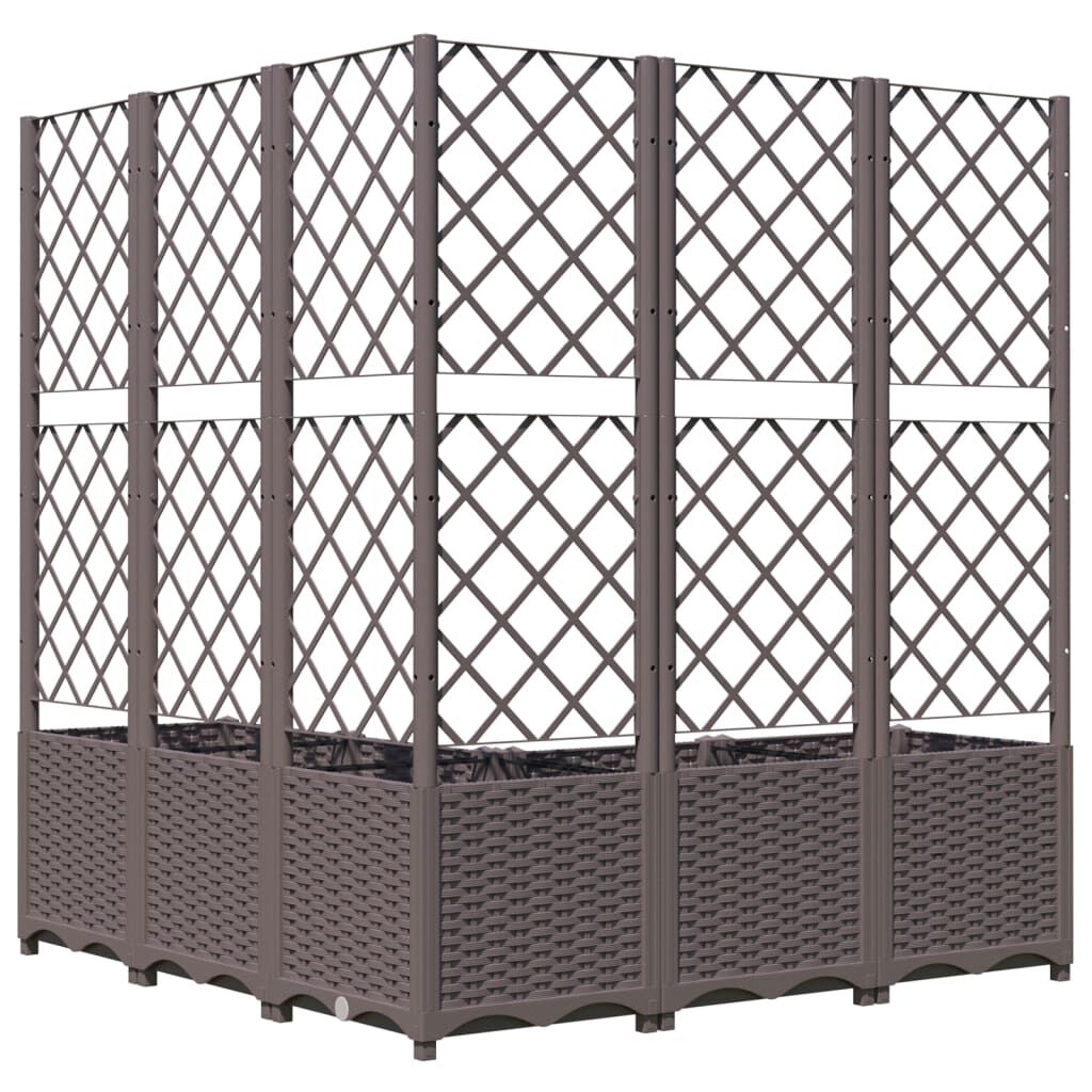 vidaXL Garden Planter with Trellis Brown 120x120x136 cm PP