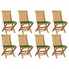 vidaXL Garden Chairs with Green Cushions 8 pcs Solid Teak Wood