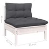 vidaXL Garden Middle Sofa with Cushions White Solid Pinewood