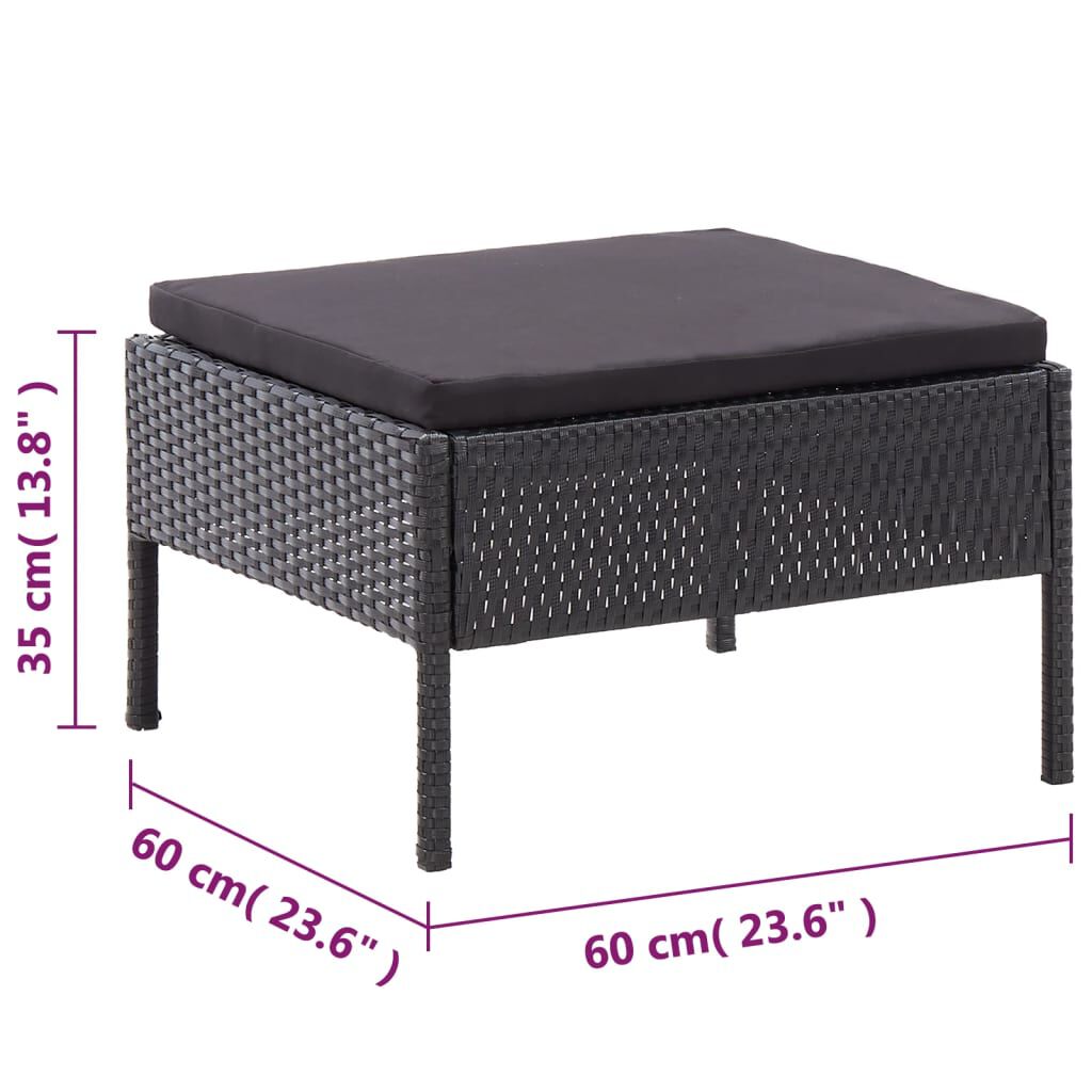 vidaXL 6 Piece Garden Lounge Set with Cushions Poly Rattan Black