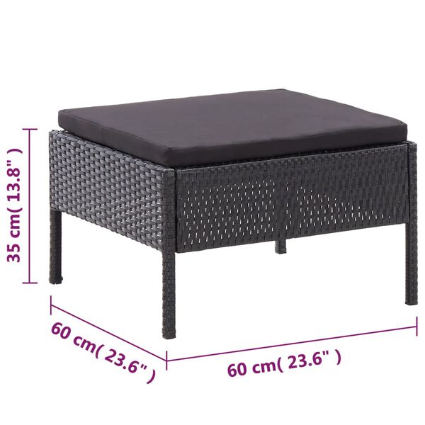 vidaXL 6 Piece Garden Lounge Set with Cushions Poly Rattan Black