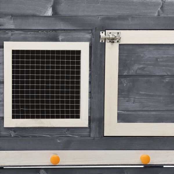 vidaXL Rabbit Hutch Grey and White 140x63x120 cm Solid Firwood