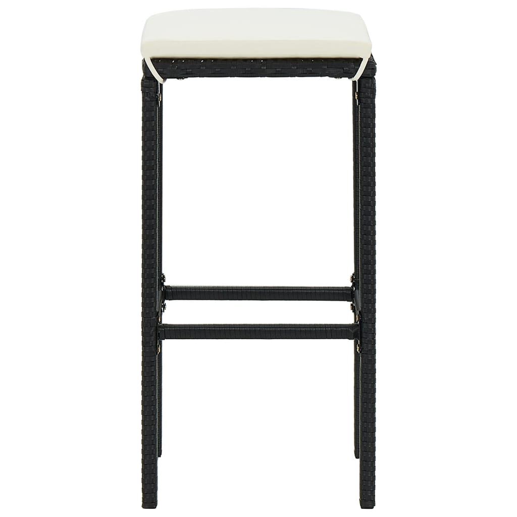 vidaXL 3 Piece Garden Bar Set Black Solid Wood Acacia and Poly Rattan