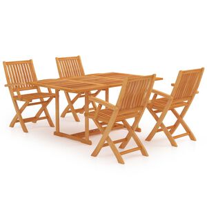 vidaXL 5 Piece Garden Dining Set Solid Teak Wood