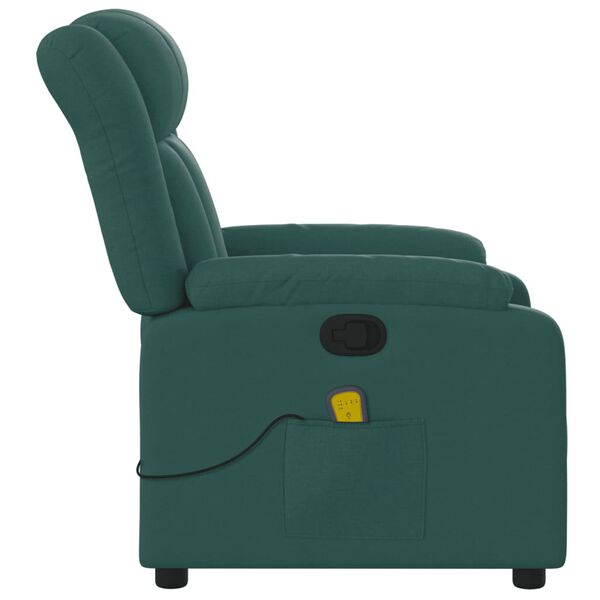 vidaXL Massage Recliner Chair Dark Green Fabric