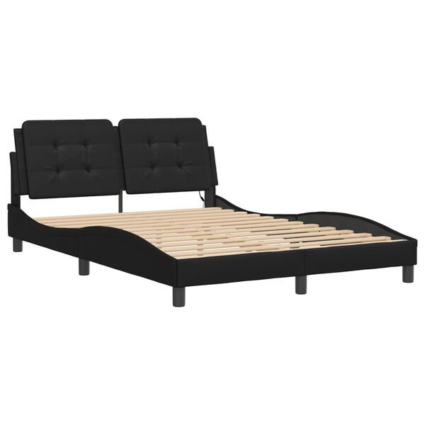 vidaXL Bed Frame with LED without Mattress "Zadar" Black 137x190 cm Double