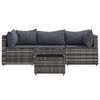 vidaXL 4 Piece Garden Lounge Set with Cushions Grey Poly Rattan