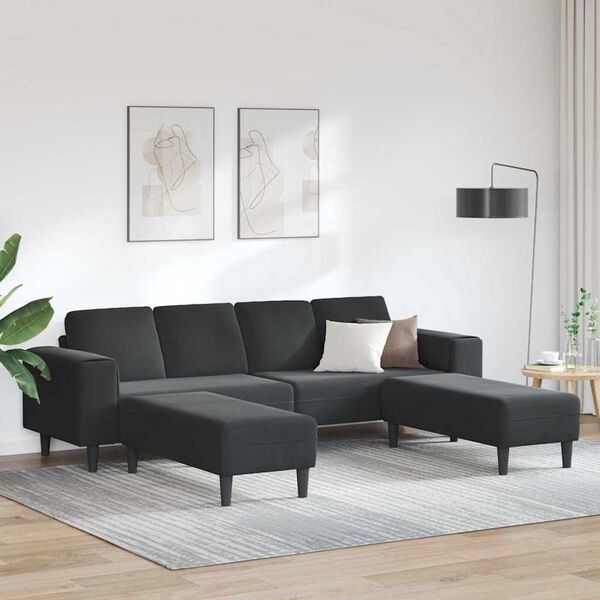 Sofa Set 3 pcs Black Velvet