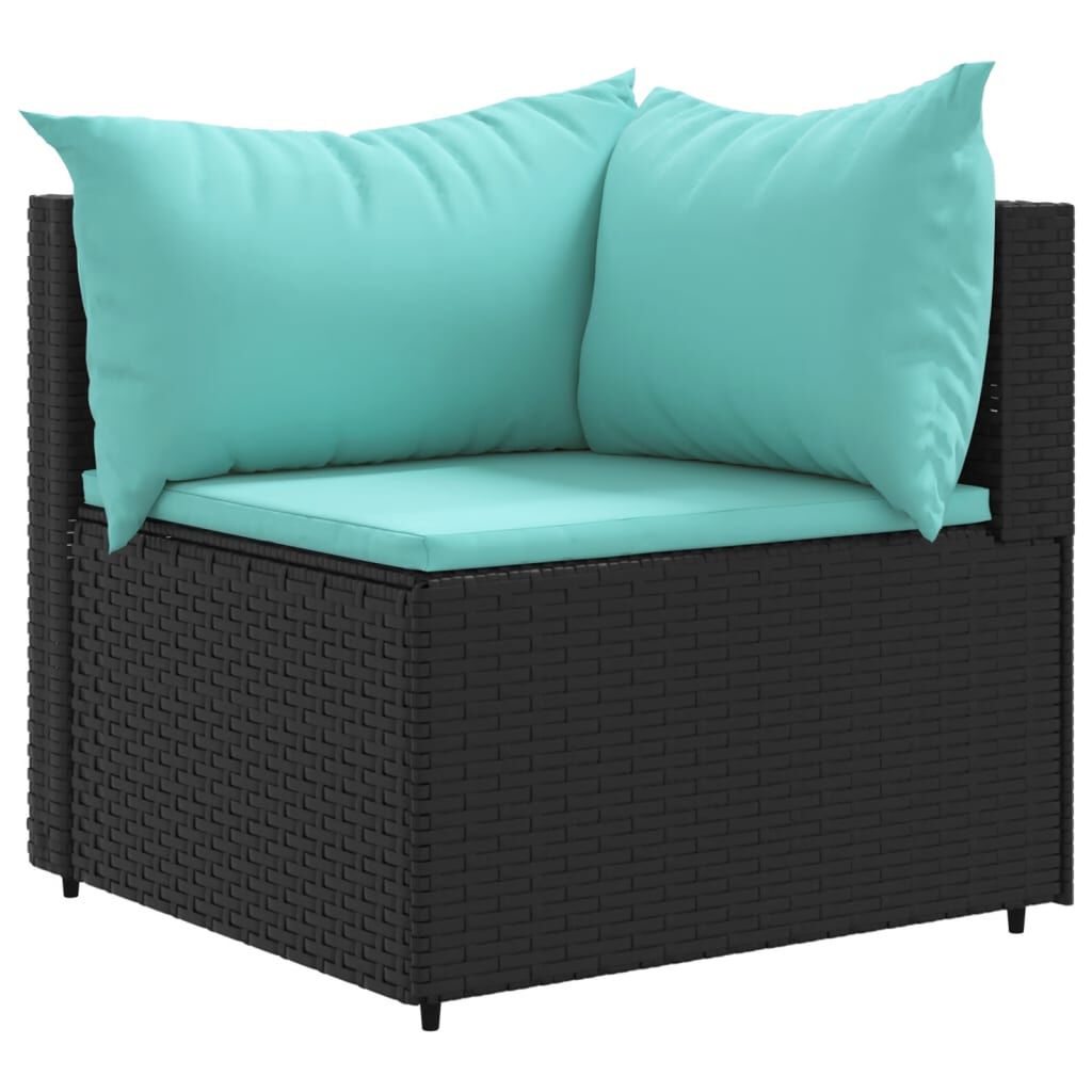vidaXL 6 Piece Garden Lounge Set with Cushions Black Poly Rattan