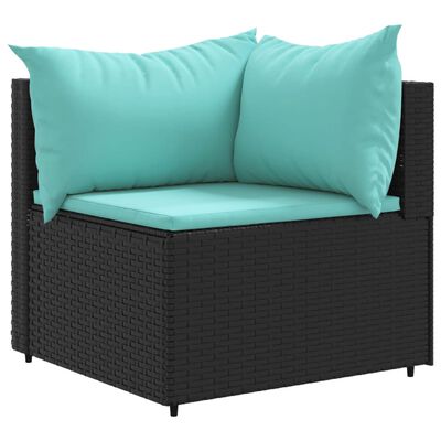 vidaXL 6 Piece Garden Lounge Set with Cushions Black Poly Rattan