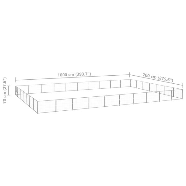vidaXL Dog Kennel Silver 70 m² Steel