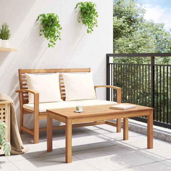vidaXL Garden Sofa Set 2 pcs Natural Solid teak wood