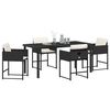 vidaXL Garden Dining Set with Cushion 5 pcs Black Poly Rattan