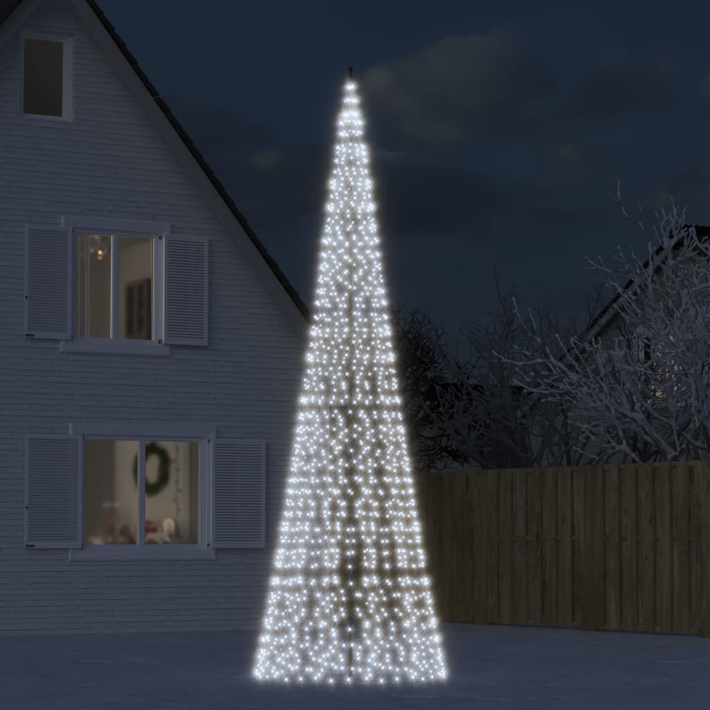 vidaXL Christmas Tree Light on Flagpole 1534 LEDs Cold White 500 cm
