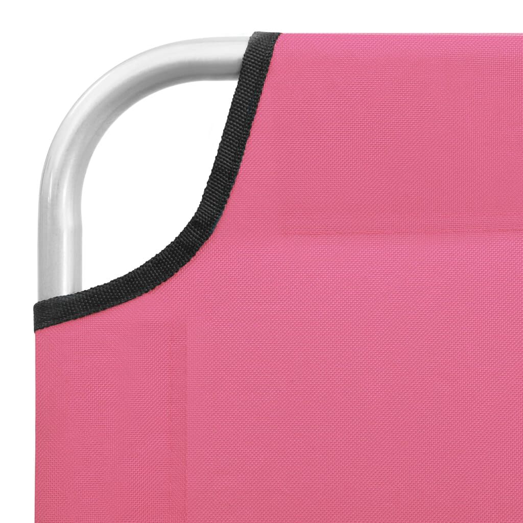 vidaXL Folding Sun Lounger Steel and Fabric Pink