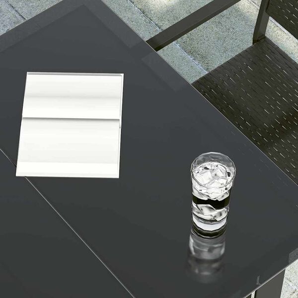 vidaXL Garden Dining Table Black 200x100x74 cm Steel and Glass