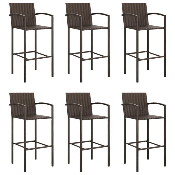 vidaXL 7 Piece Garden Bar Set Brown Poly Rattan