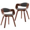 vidaXL Dining Chairs 2 pcs Bent Wood and Grey Fabric