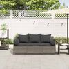 vidaXL Garden Sofa with Cushions 3-Seater Grey Poly Rattan