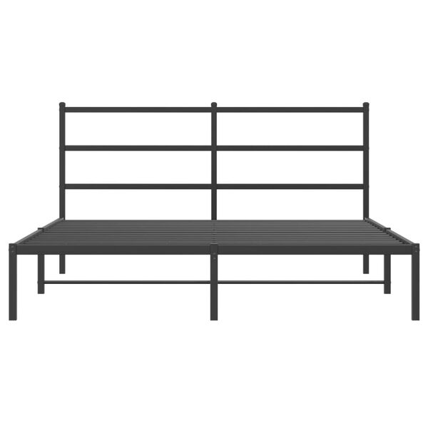 vidaXL Metal Bed Frame without Mattress with Headboard Black 150x200cm