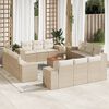 vidaXL 13 Piece Garden Sofa Set with Cushions Beige Poly Rattan