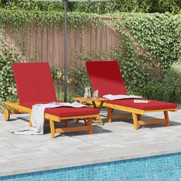 vidaXL Sun Lounger 2 pcs Brown 63 x 199 x 85cm Solid Acacia wood