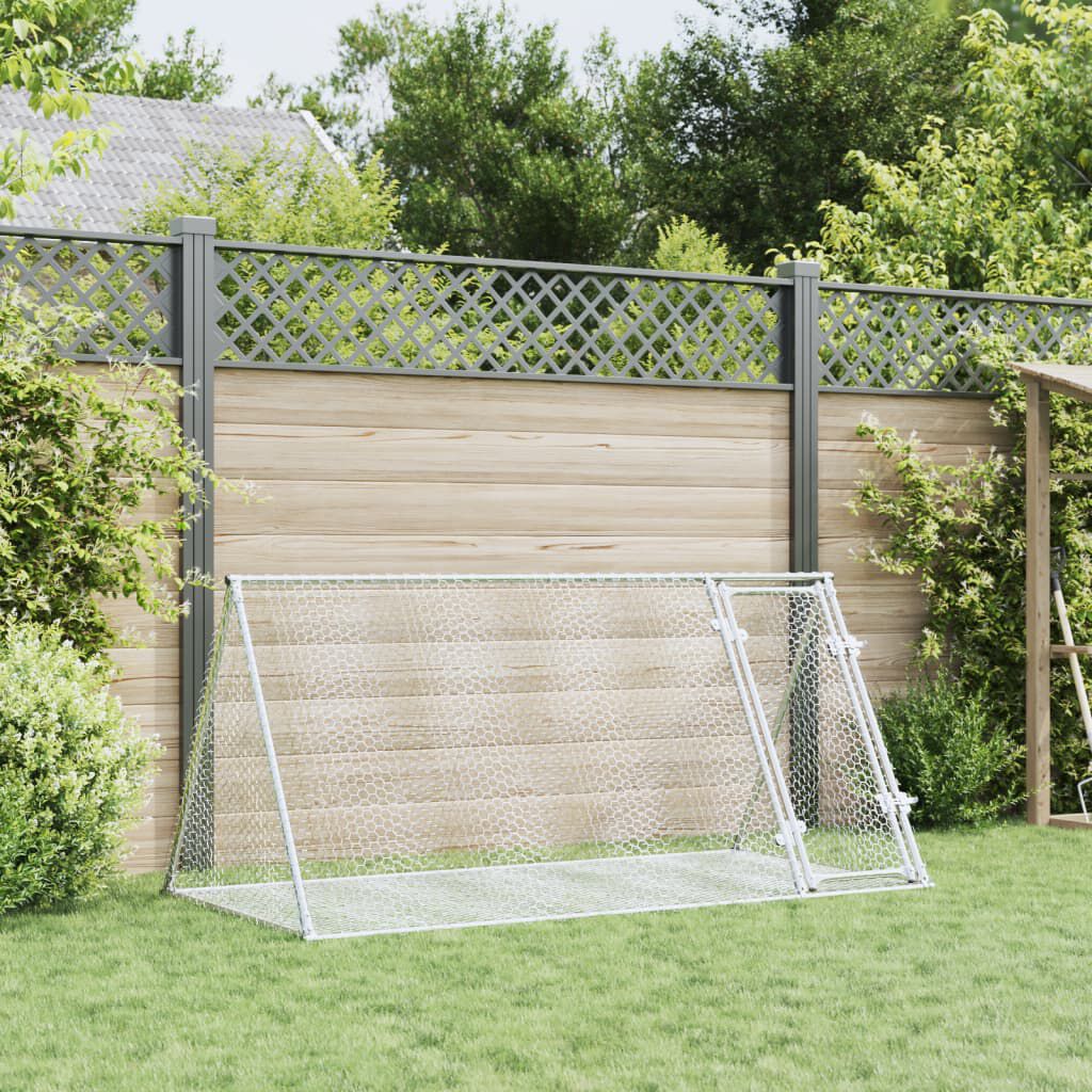vidaXL Rabbit Hutch Silver 200x105x91 cm Galvanised Steel