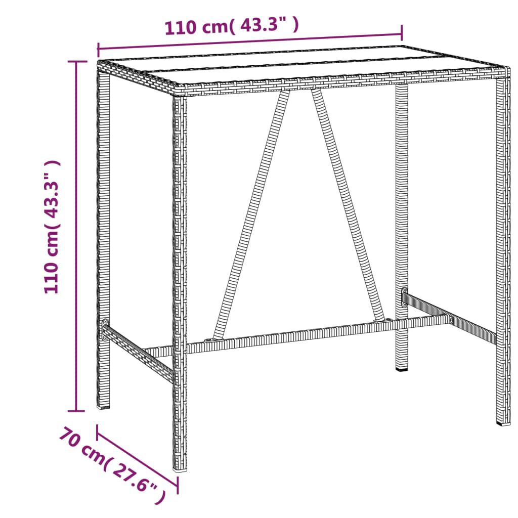 vidaXL 5 Piece Garden Bar Set Grey Poly Rattan