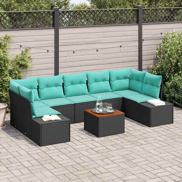vidaXL Garden Sofa Set 8 pcs Black and turquoise