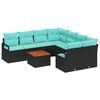 vidaXL Garden Sofa Set 9 pcs Black and turquoise