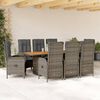 vidaXL 9 Piece Garden Dining Set with Cushions Grey Poly Rattan
