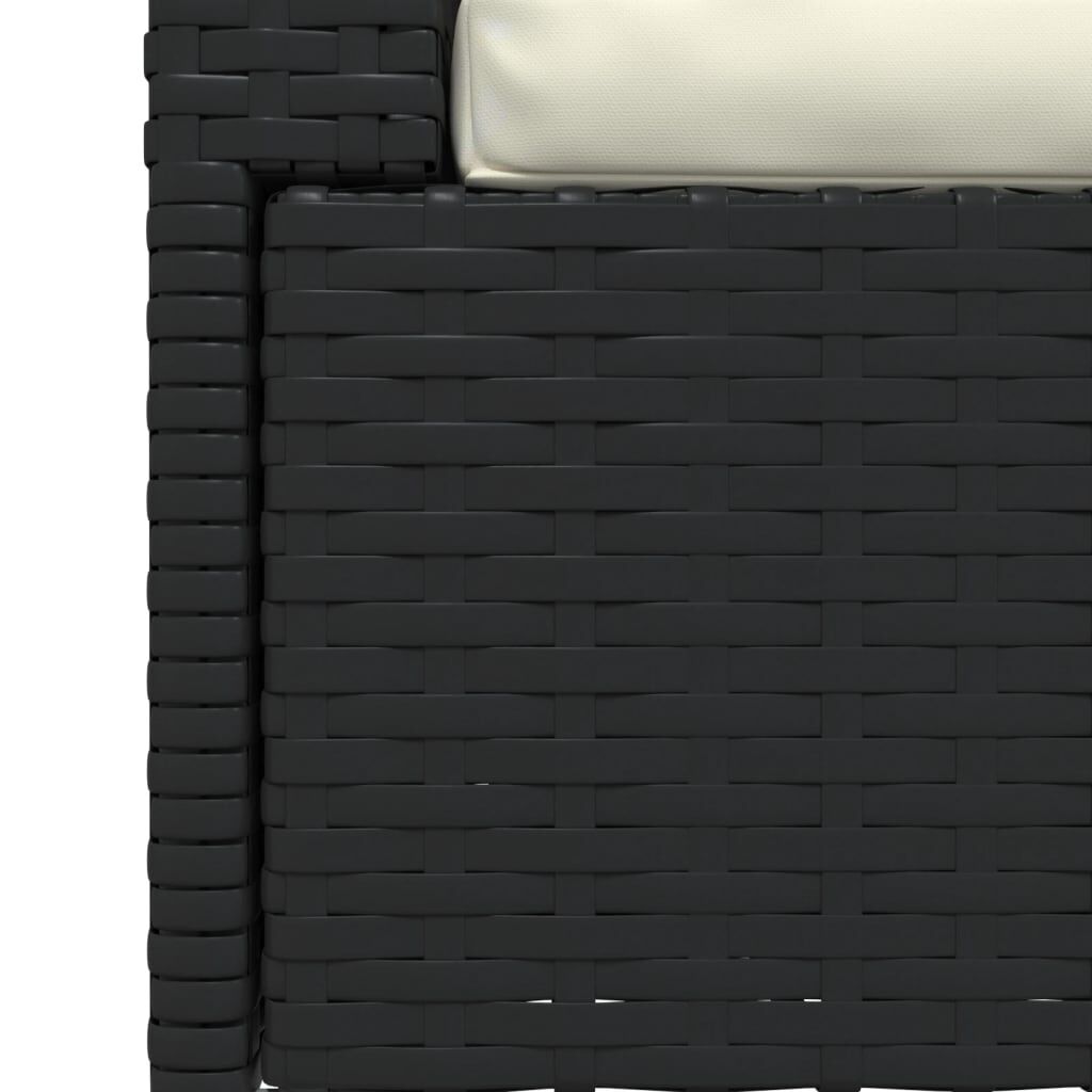 vidaXL 2-Seater Sofa with Cushions Black Poly Rattan