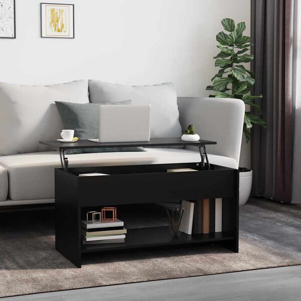 vidaXL Coffee Table Black 102x50x52.5 cm Engineered Wood