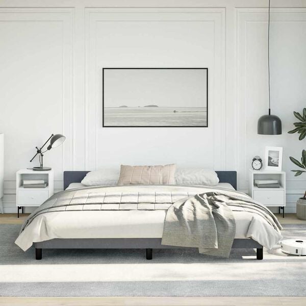 vidaXL Bed Frame without Mattress Dark Grey 193x203 cm Velvet