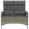 vidaXL Reclining Garden Bench with Cushions 107 cm Poly Rattan Grey