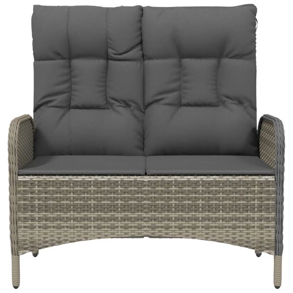 vidaXL Reclining Garden Bench with Cushions 107 cm Poly Rattan Grey