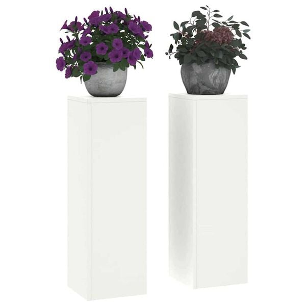 vidaXL Plant Stands 2 pcs White 24 x 24 x 75 cm Steel
