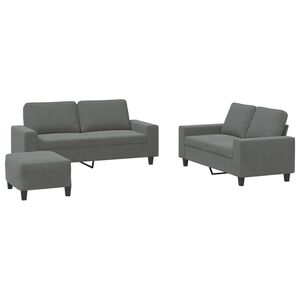 vidaXL 3 Piece Sofa Set Dark Grey Fabric