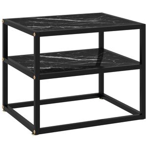 vidaXL Console Table Black 50x40x40 cm Tempered Glass