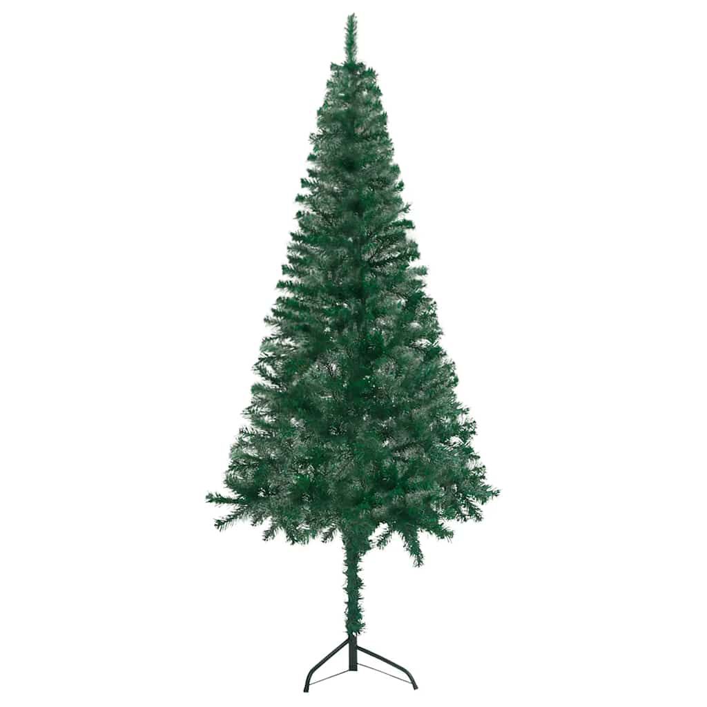 vidaXL Corner Artificial Christmas Tree LEDs&Ball Set Green 150 cm PVC