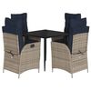 vidaXL 5 Piece Garden Dining Set with Cushions Grey Poly Rattan