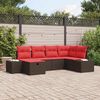 vidaXL Garden Sofa Set with Cushion 6 pcs Brown Poly Rattan