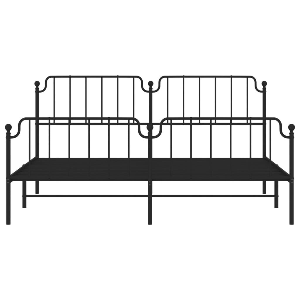 vidaXL Metal Bed Frame without Mattress with Footboard Black 193x203cm