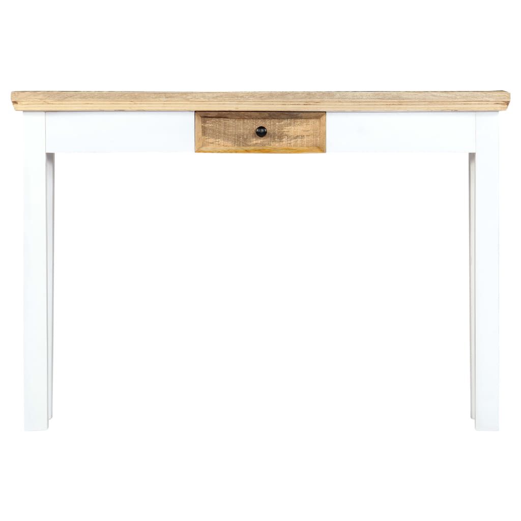 vidaXL Console Table White and Brown 110x35x75 cm Solid Mango Wood