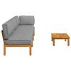 vidaXL Sofa Set with Cushion Plain Manual 4 pcs Grey Solid Acacia Wood